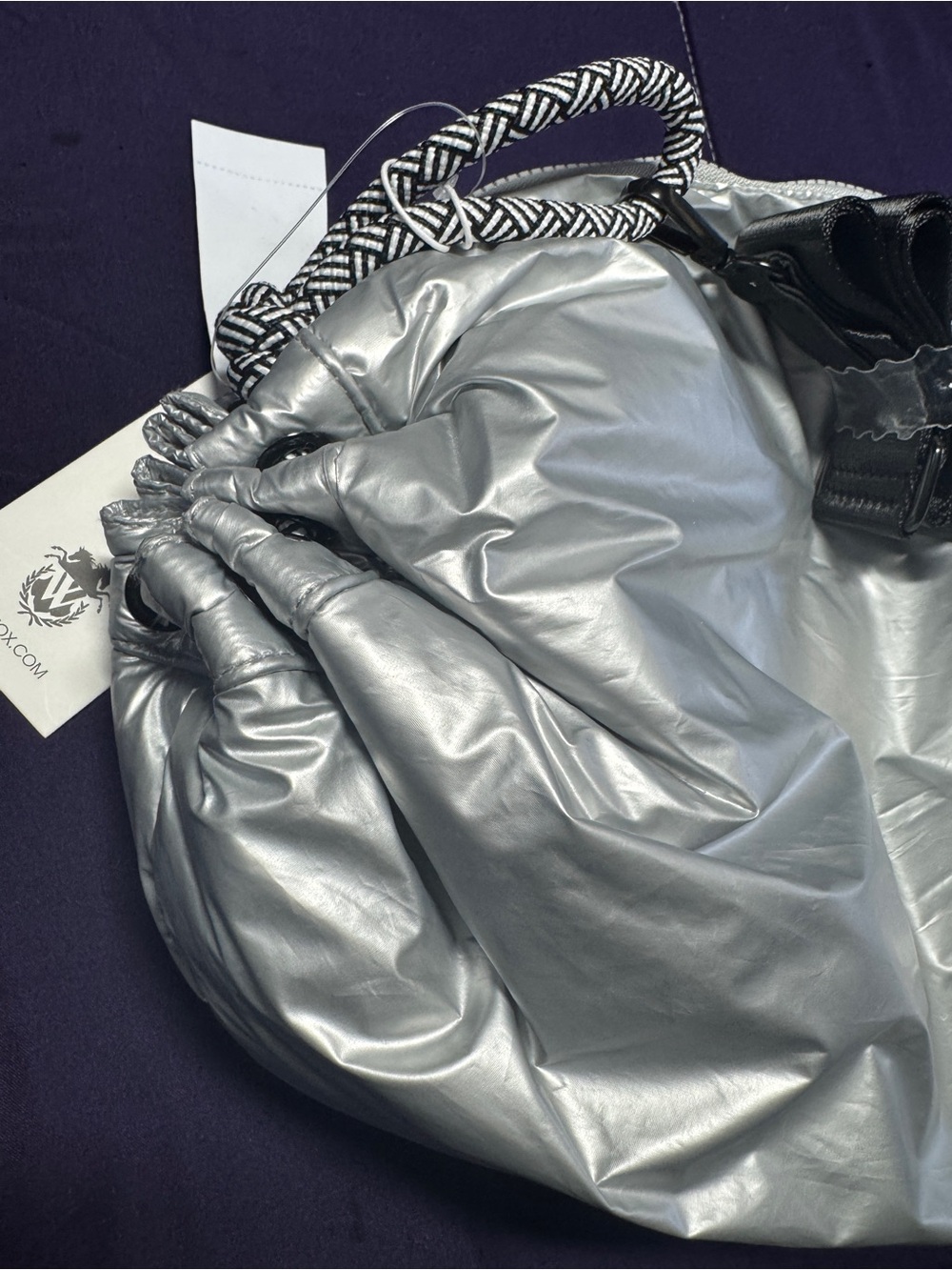 Wildfox Silver Metallic Drawstring Tote NWT - Picture 3 of 12